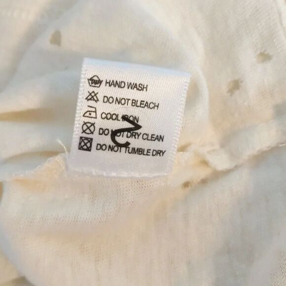 Olivaceous White Linen Blend Lace Up Tee Women's size L - Picture 5 of 5